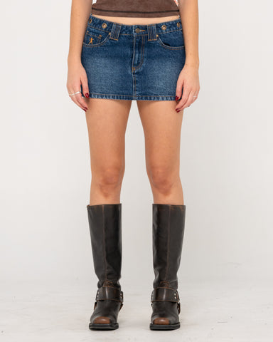 Blasted Eye Let Loose Denim Micro Skirt