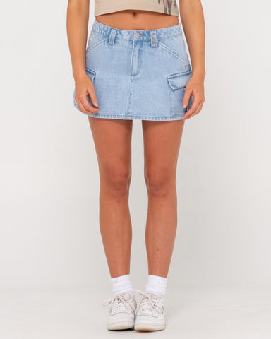 Milly Low Rise Denim Cargo Mini Skirt