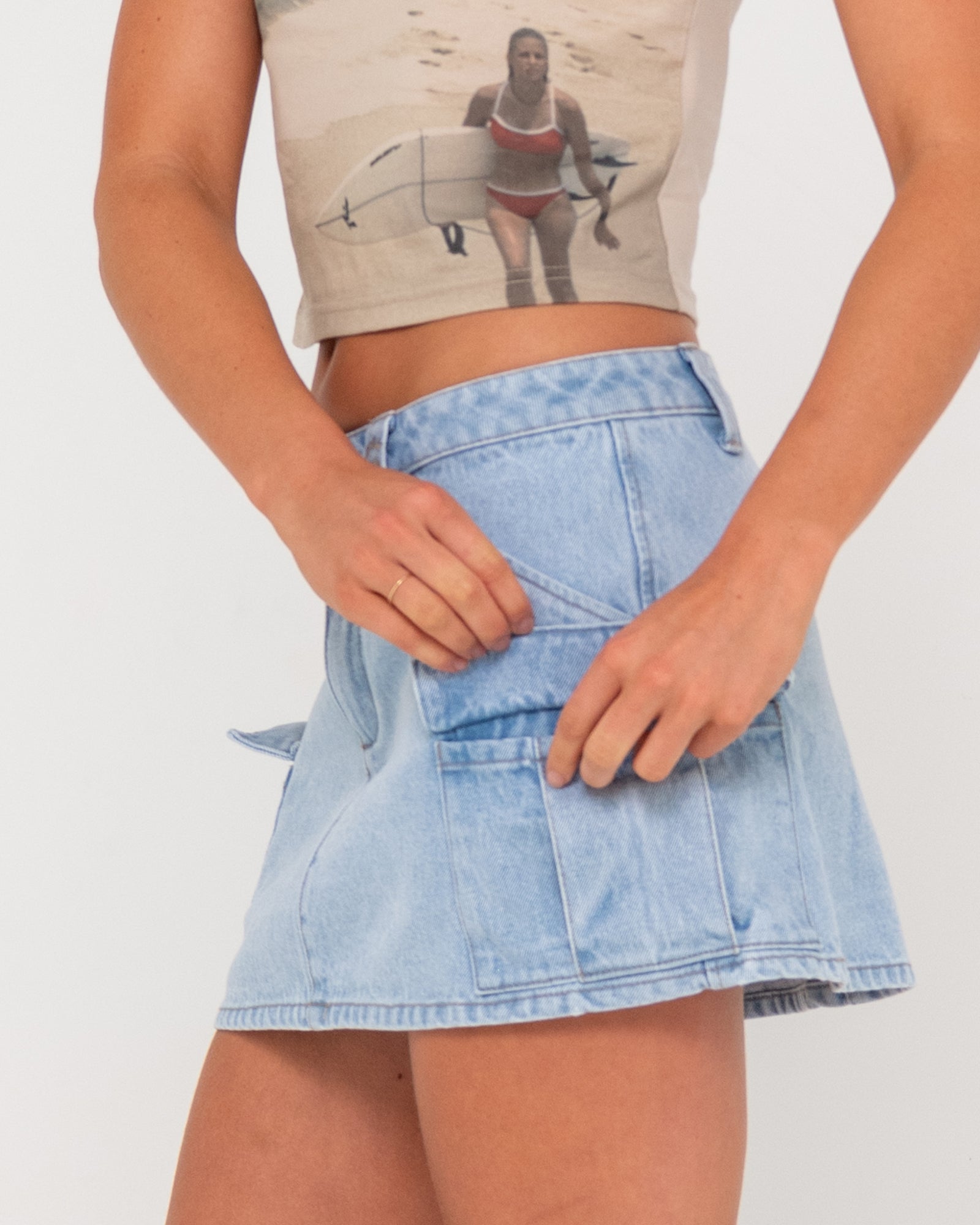 Milly Low Rise Denim Cargo Mini Skirt Rusty USA