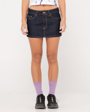 Ripper Raw Low Rise Denim Micro Skirt