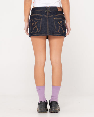 Ripper Raw Low Rise Denim Micro Skirt