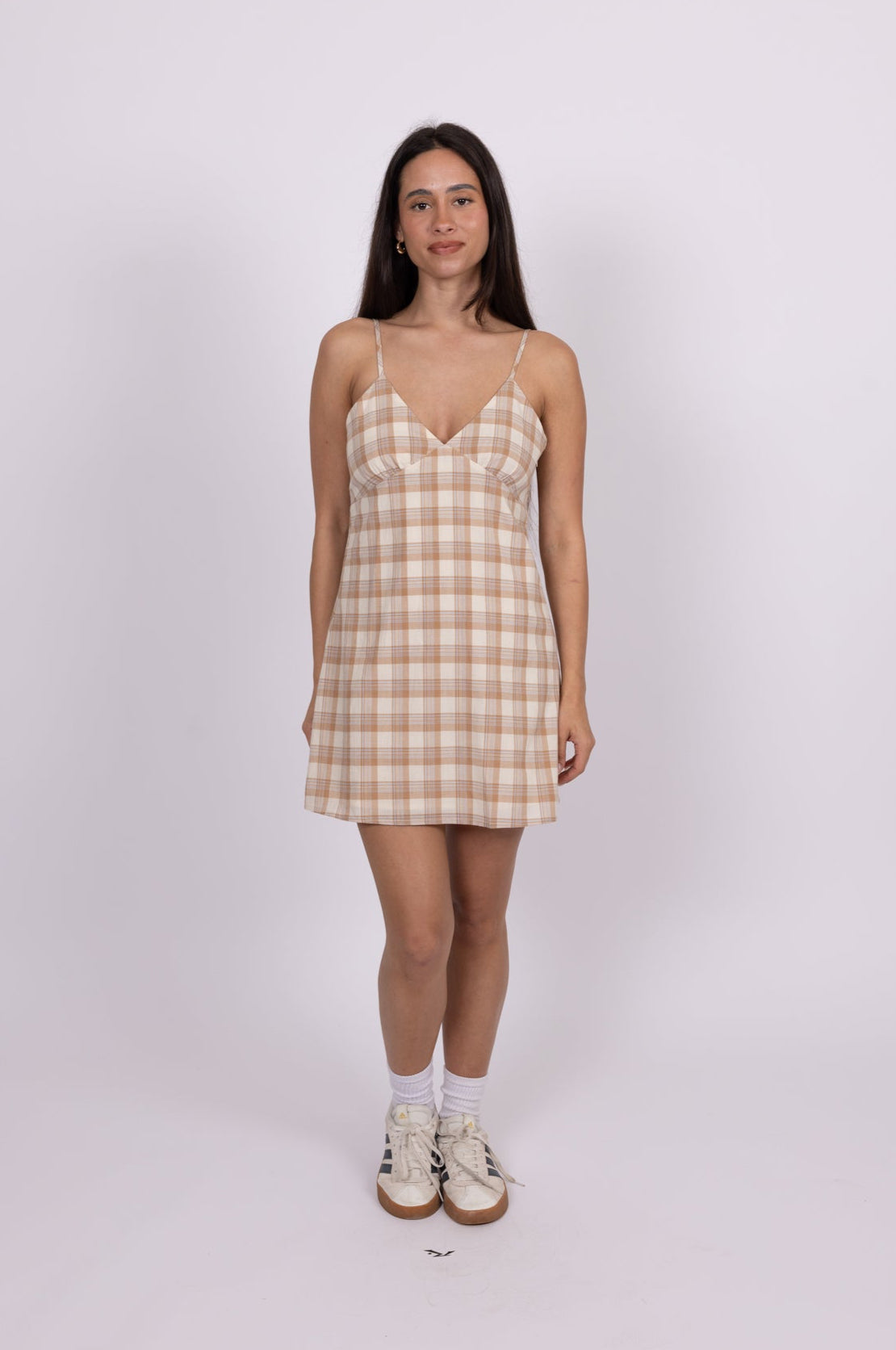 ワンピース Riu Plaid tweed knit dress Plaid tweed nosleeve knit dress – Riu