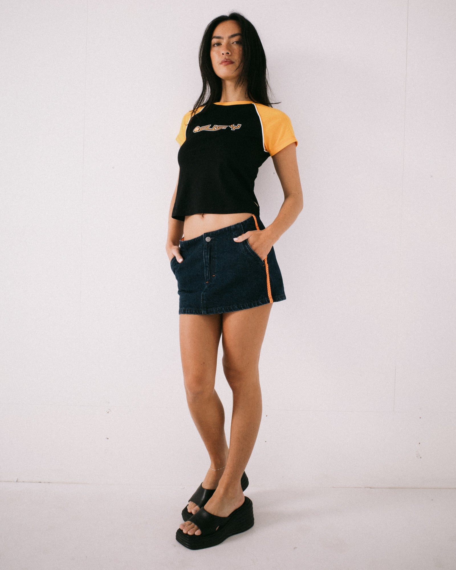 Webber Denim Low Rise Micro Mini Skirt | Rusty USA