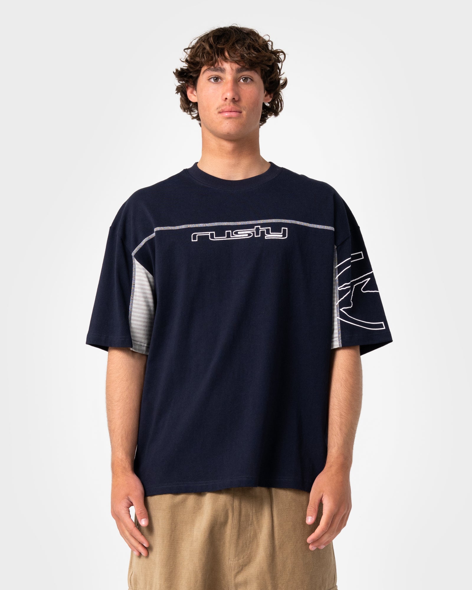 Cyber Stripe Short Sleeve Tee | Rusty USA