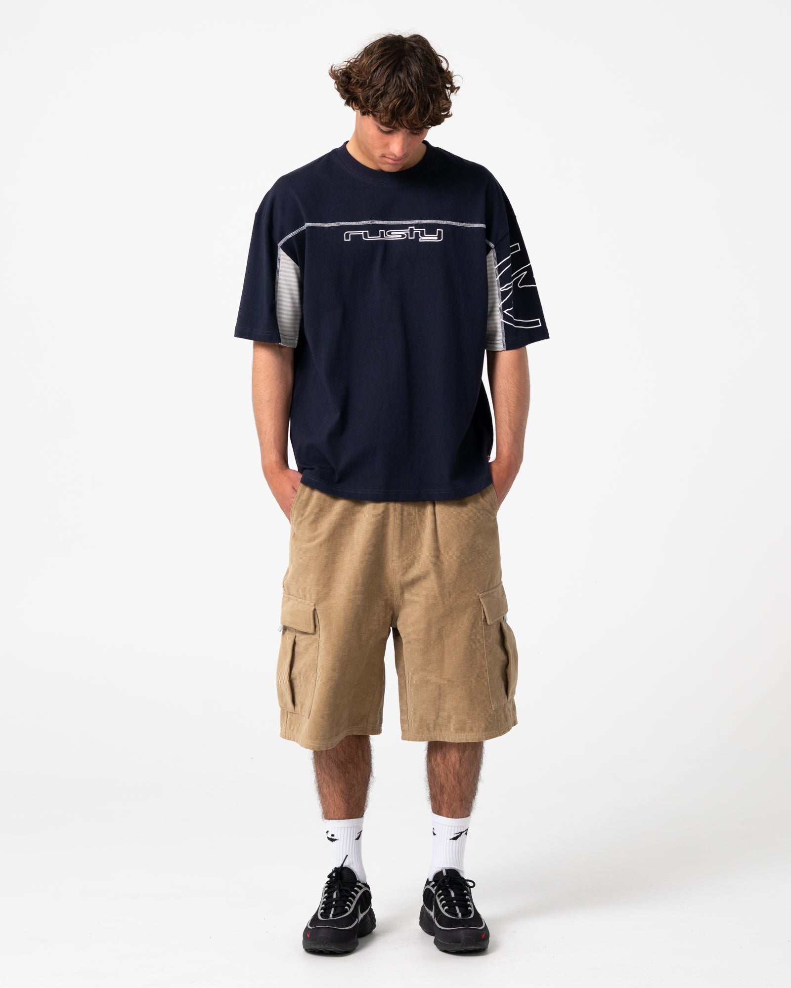 Cyber Stripe Short Sleeve Tee | Rusty USA