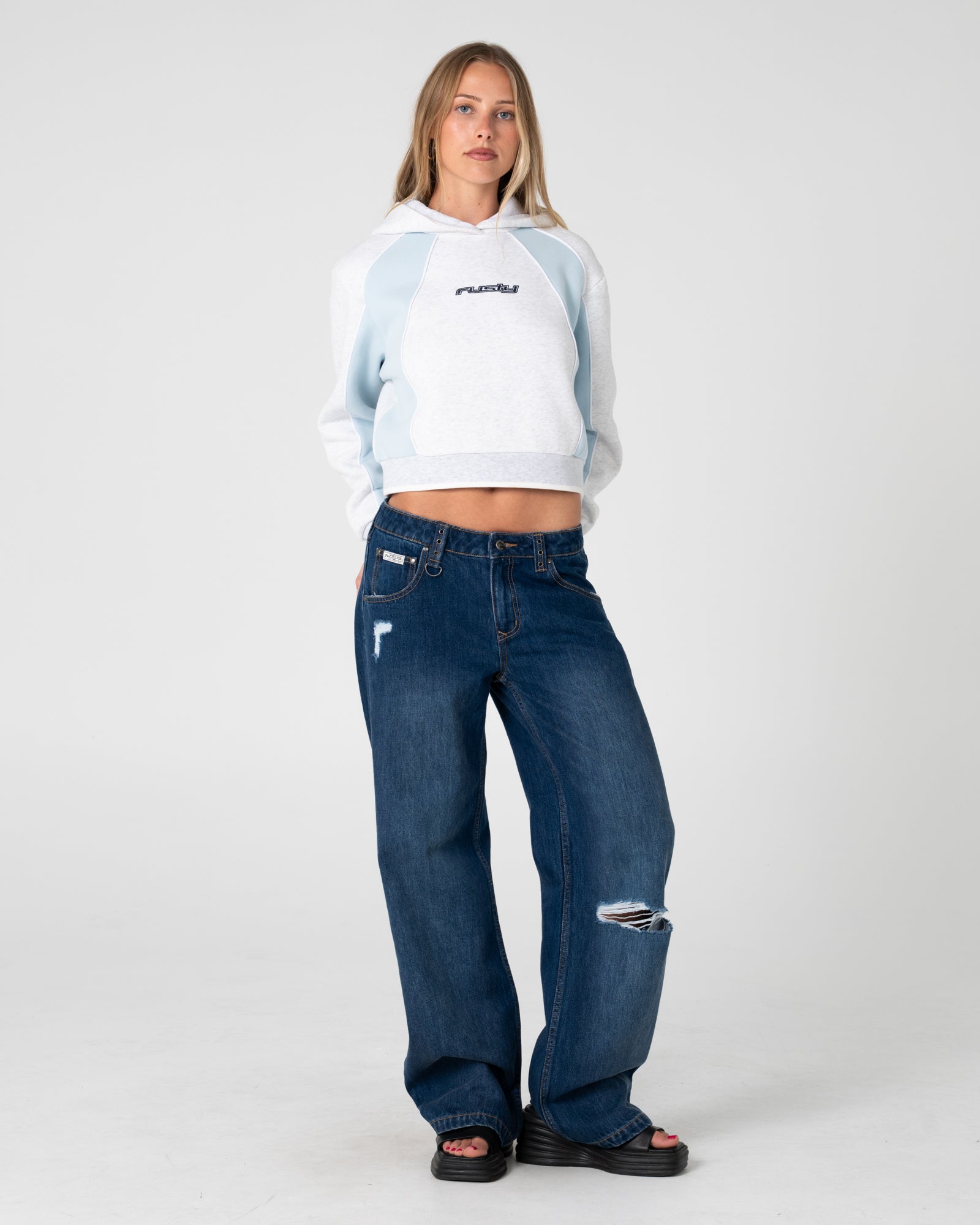 Mini Two Tides Cropped Hooded Fleece | Rusty USA