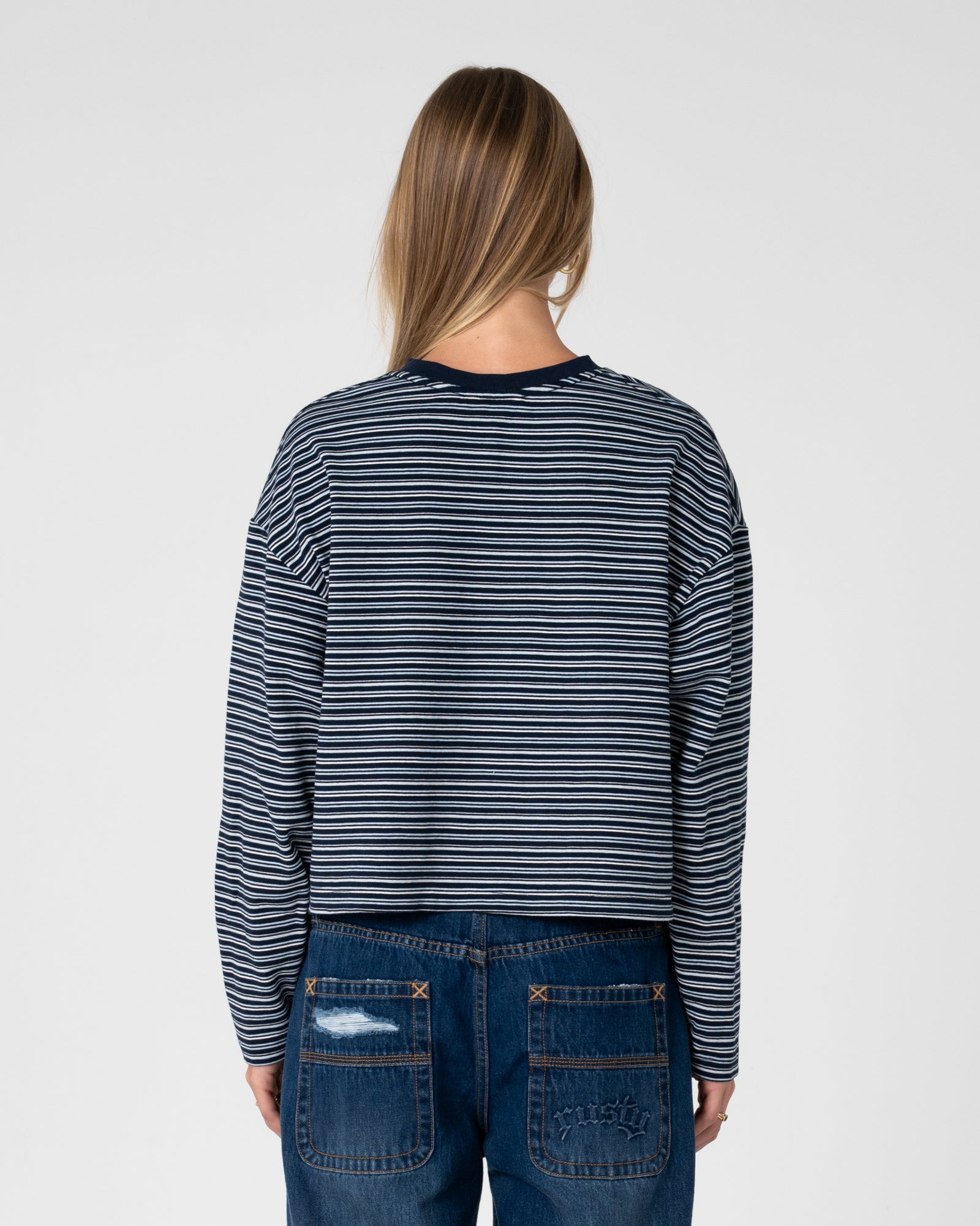 17 Degrees Stripe L/S Oversize Tee | Rusty USA