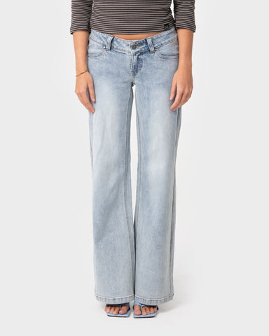 Lori Super Low Rise Wide Leg Denim Jean