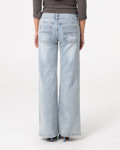 Lori Super Low Rise Wide Leg Denim Jean