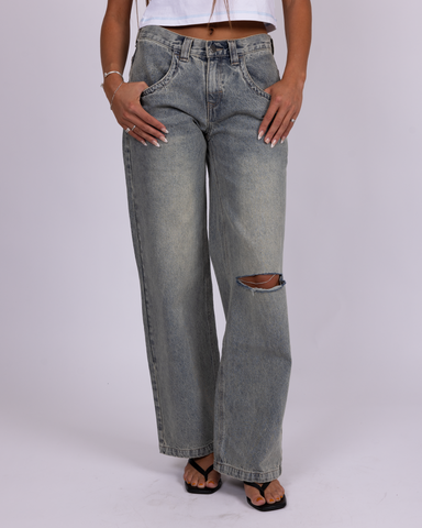 Flip Mommy Low Rise Wide Leg Denim Jean