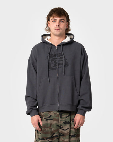 Revolt Waffle Zip Thru Hooded Fleece