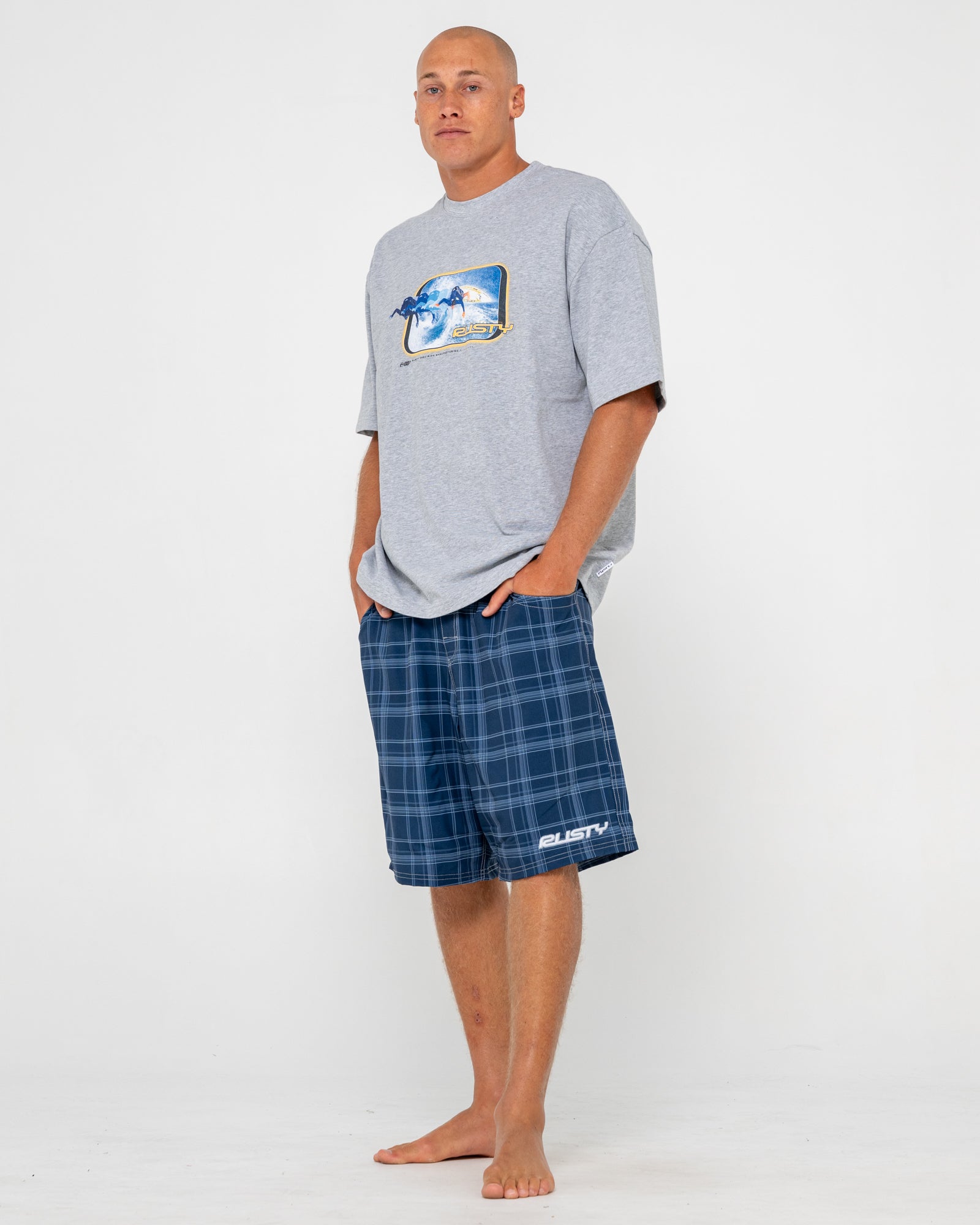 Plaid Daddy Elastic Waist Boardshort | Rusty USA