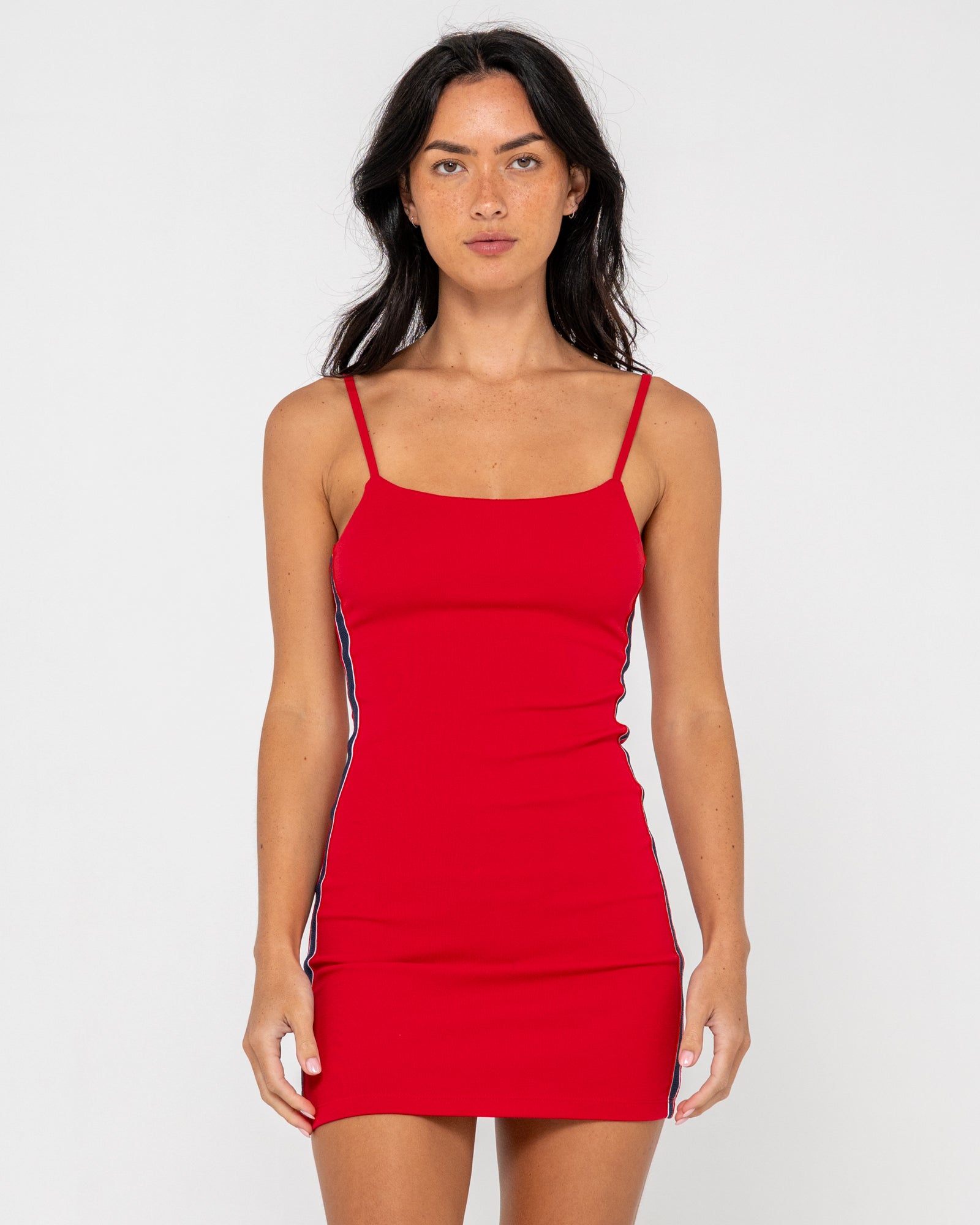 red mini dress spaghetti straps Racer Mini Dress RED / M