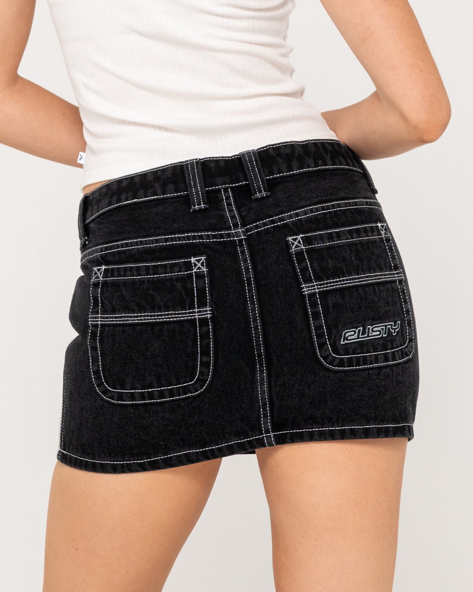 Flip Mommy Low Rise Mini Denim Skirt | Rusty USA