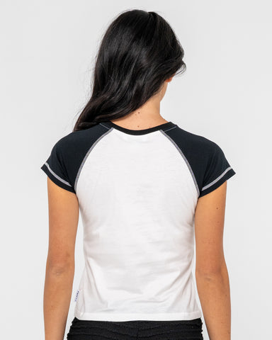 Double Dice Raglan Cap Sleeve Baby Tee