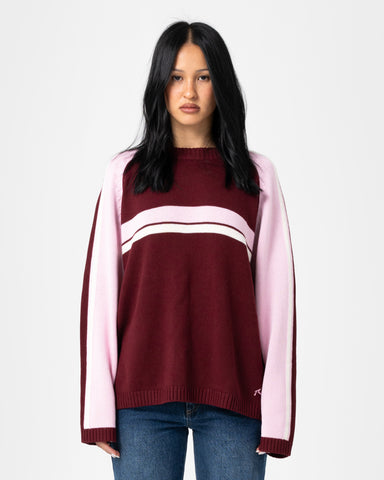 White Lines Two L/S Crew Neck Knit