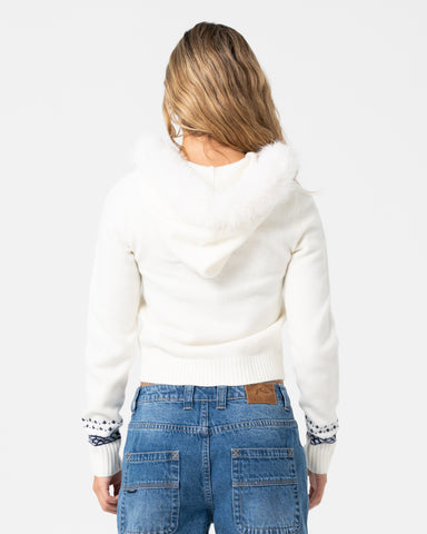 Yah Yah Fur Zip Through Hood Knit