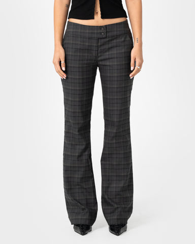 Plaid Mummy Low Rise Suit Pant
