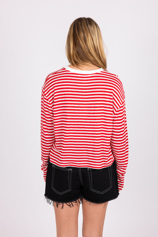 Striped Crop Ls Tee