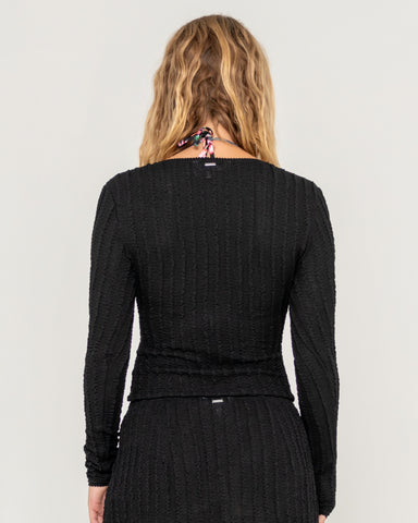 I Kissed A Pearl Lace Wrap Ls Top