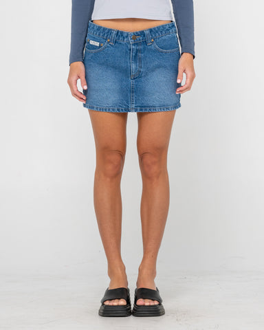Mavericks Low Rise Denim Mini Skirt
