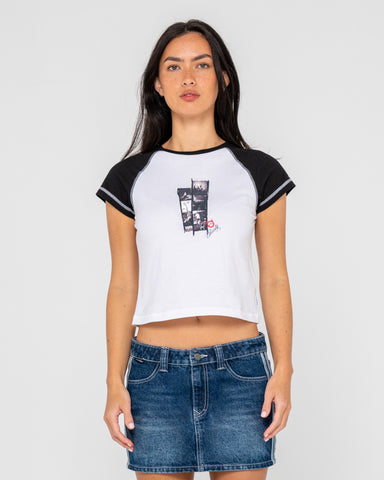 Roll Out Raglan Cap Sleeve Baby Tee