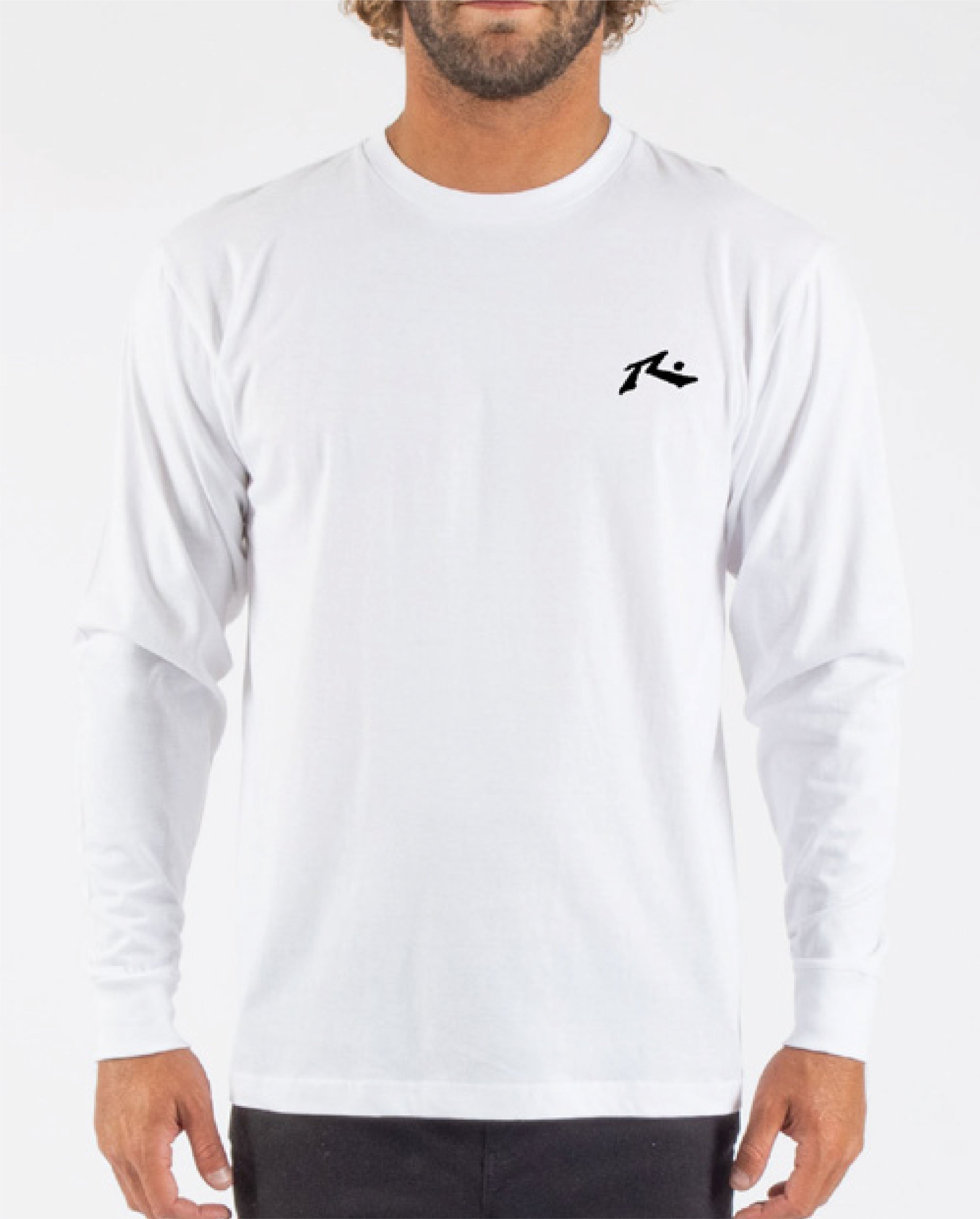 Adult Long Sleeve Cotton Tee - Bass Ride - White