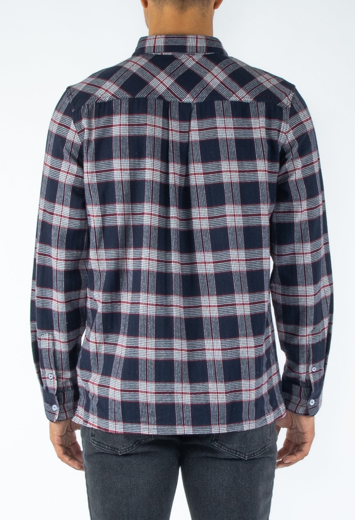 Seattle Mariners Large Check Flannel Button-Up Long Sleeve Shirt - Gray/Navy